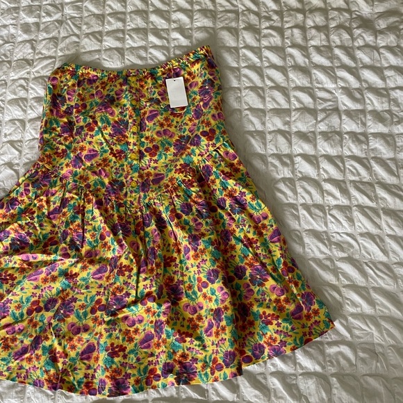 Nasty Gal skater ditsy floral strapless linen cotton mini dress - Picture 5 of 12